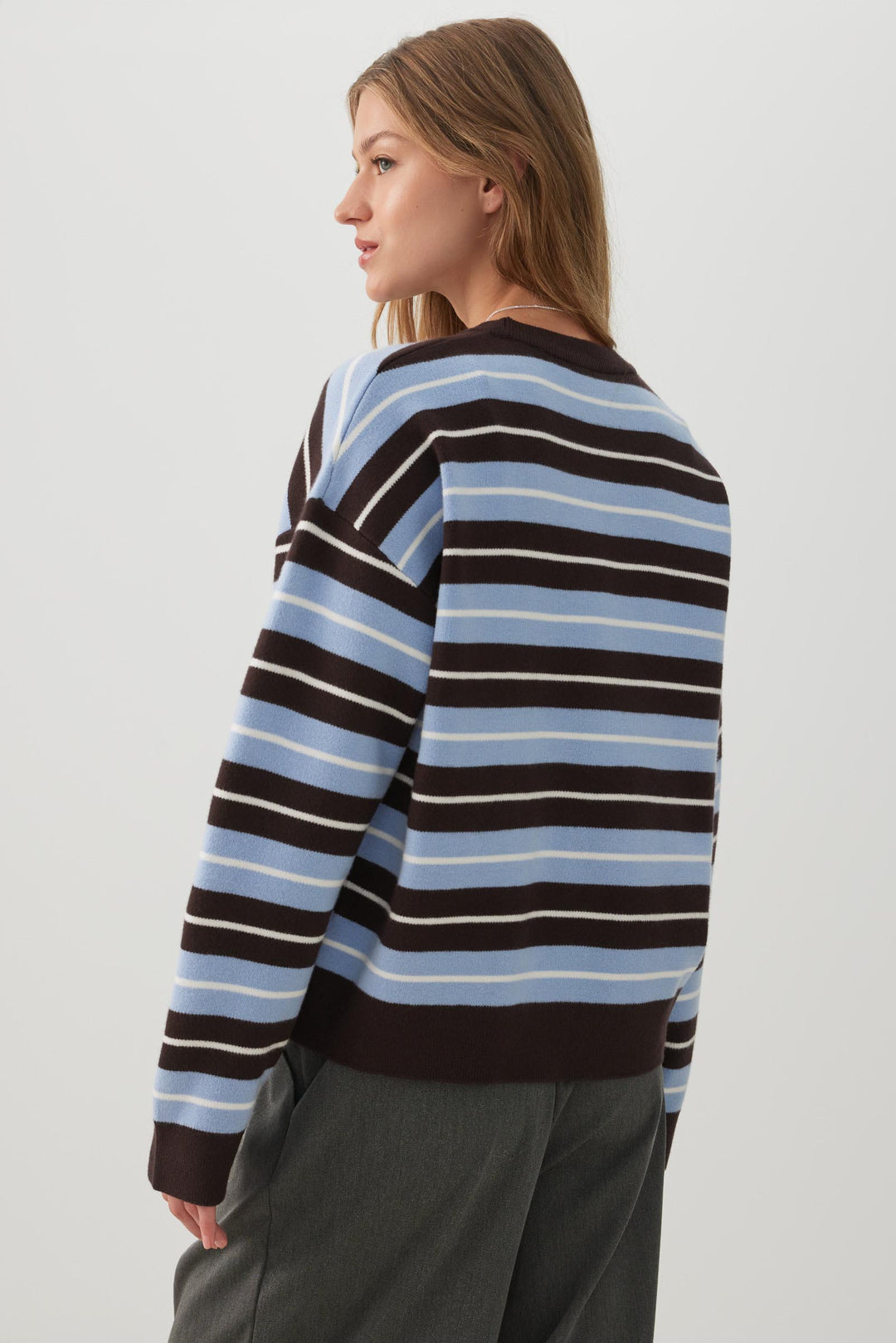 Striped Crop Crew Neck Sweater
