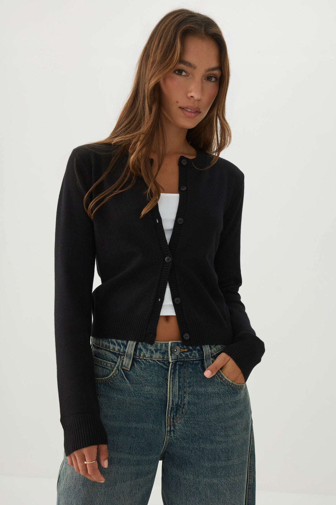 Button-Front Knit Cardigan
