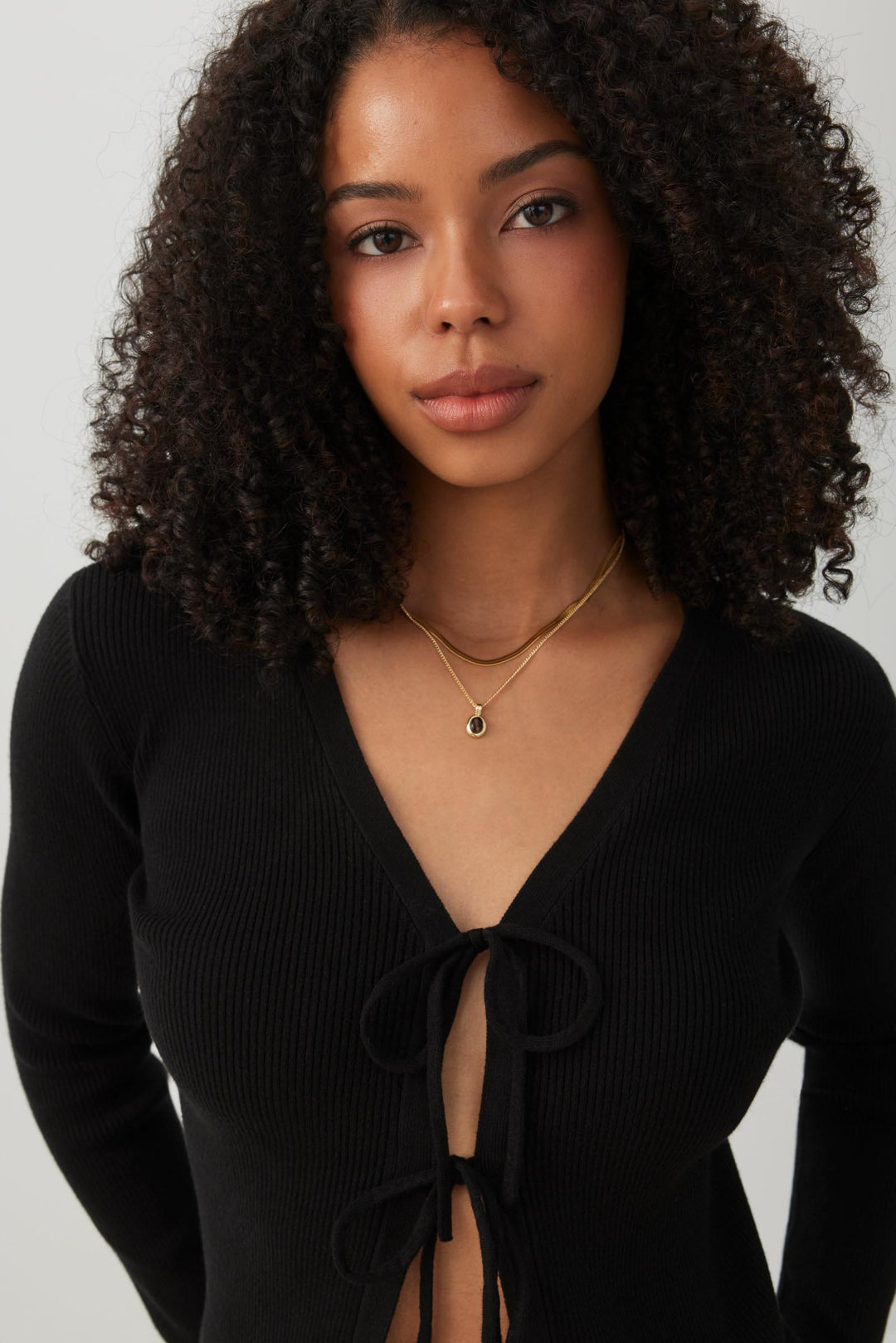 Rib Sweater Tie Front Cardigan