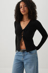 Rib Sweater Tie Front Cardigan