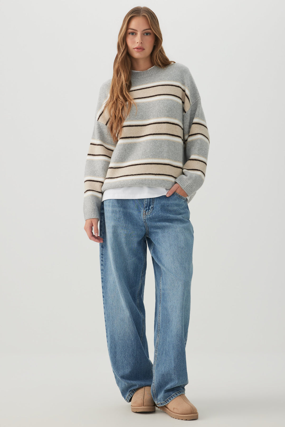 MODERAKNIT™ Striped Long Oversized Sweater