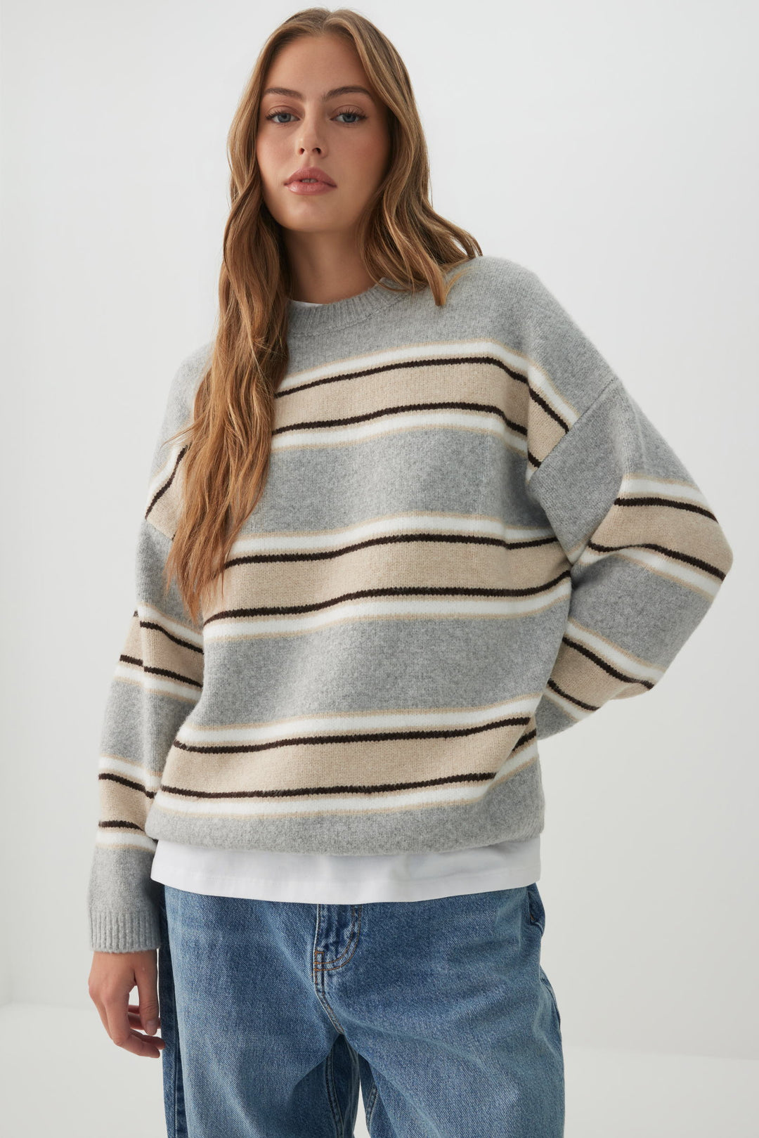 MODERAKNIT™ Striped Long Oversized Sweater