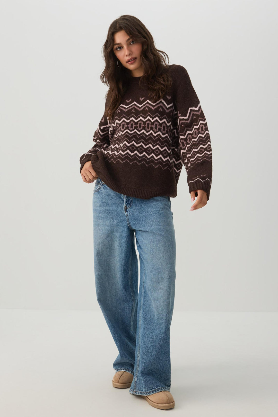 MODERAKNIT™ Geometric Long Oversized Sweater