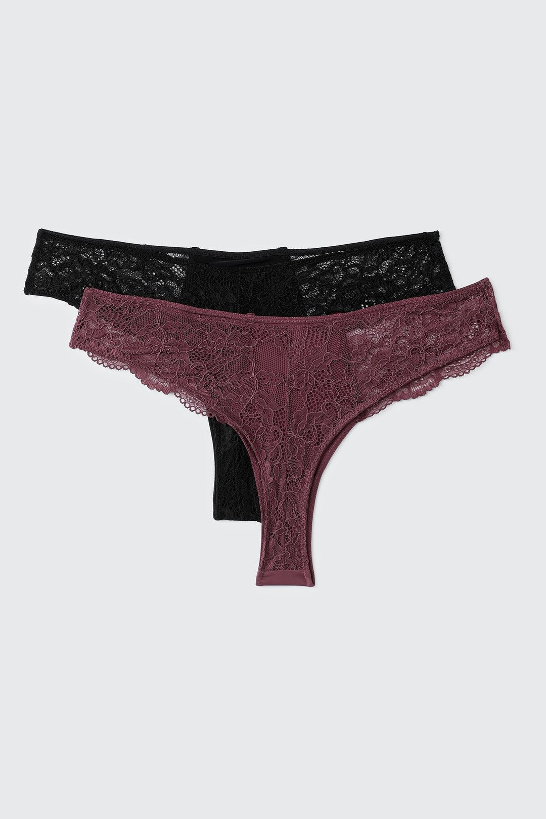 2-Pack Microfiber & Lace Thongs