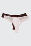 2-Pack Microfiber & Lace Thongs