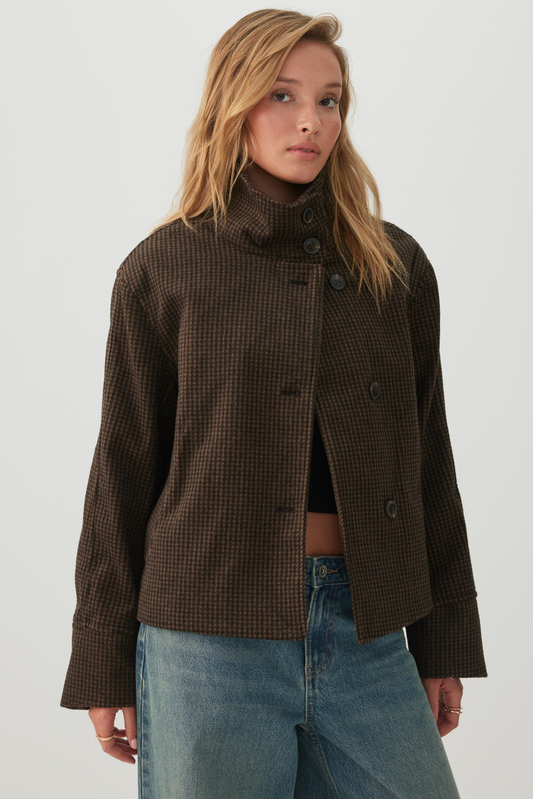 Funnel Neck Short Coat