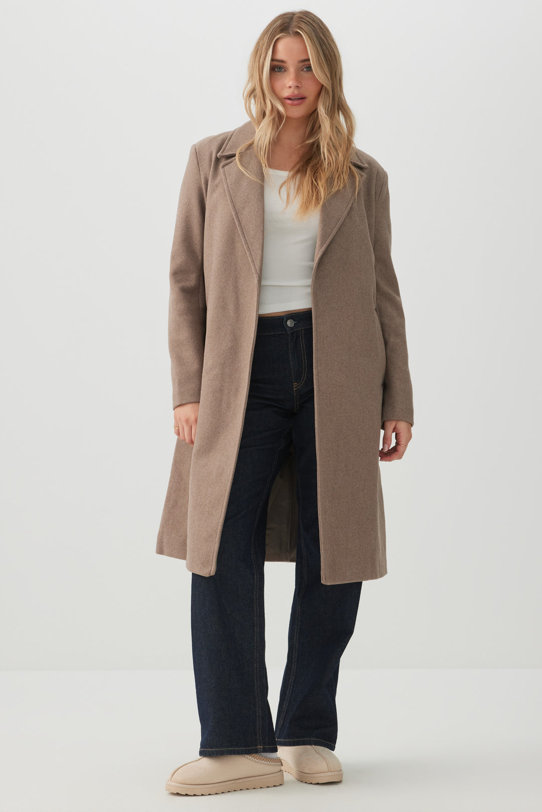 Felt Wrap Belted Coat
