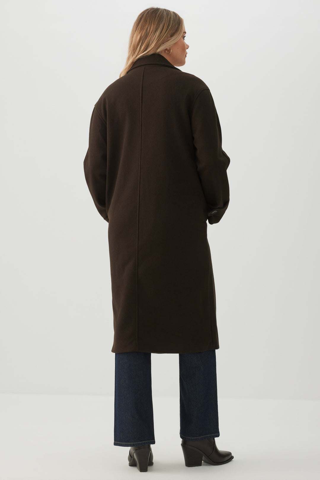 Oversized Herringbone Double Breasted Coat