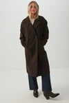 Oversized Herringbone Double Breasted Coat