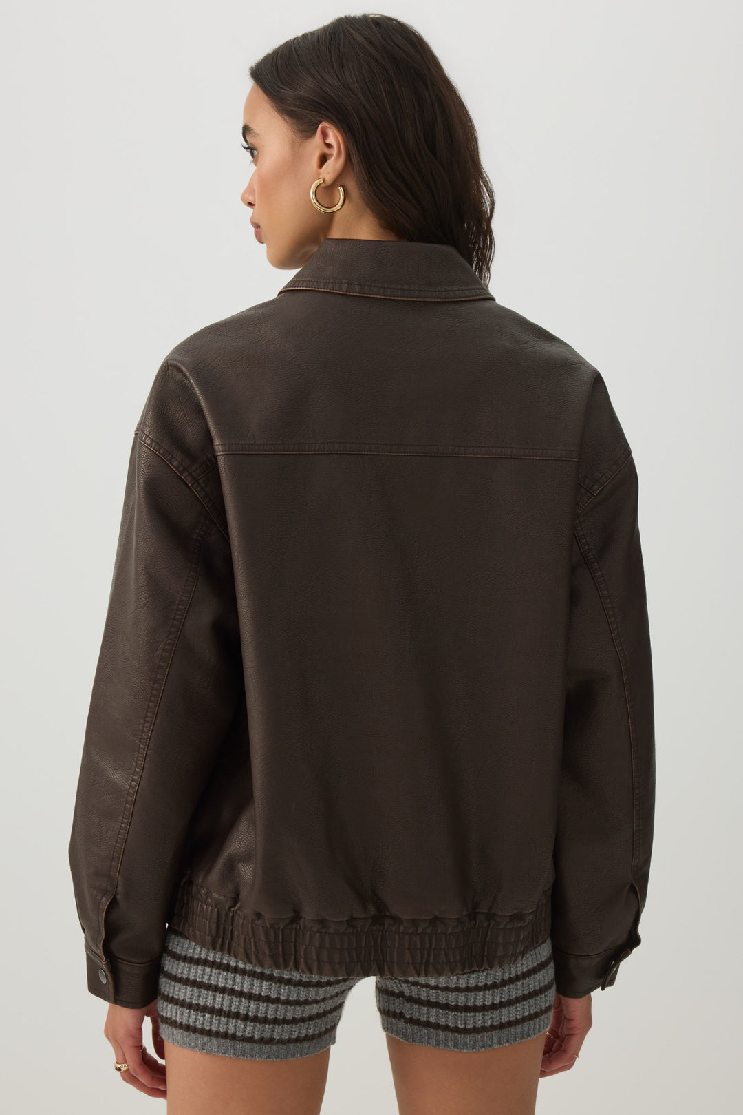 Veste ample en faux cuir délavé