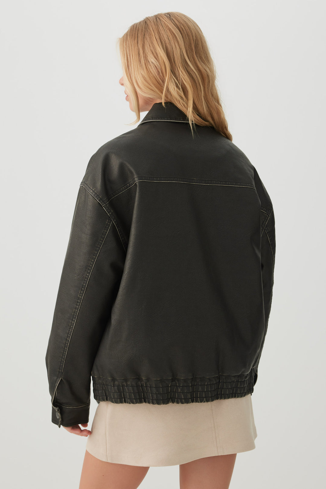 Veste ample en faux cuir délavé