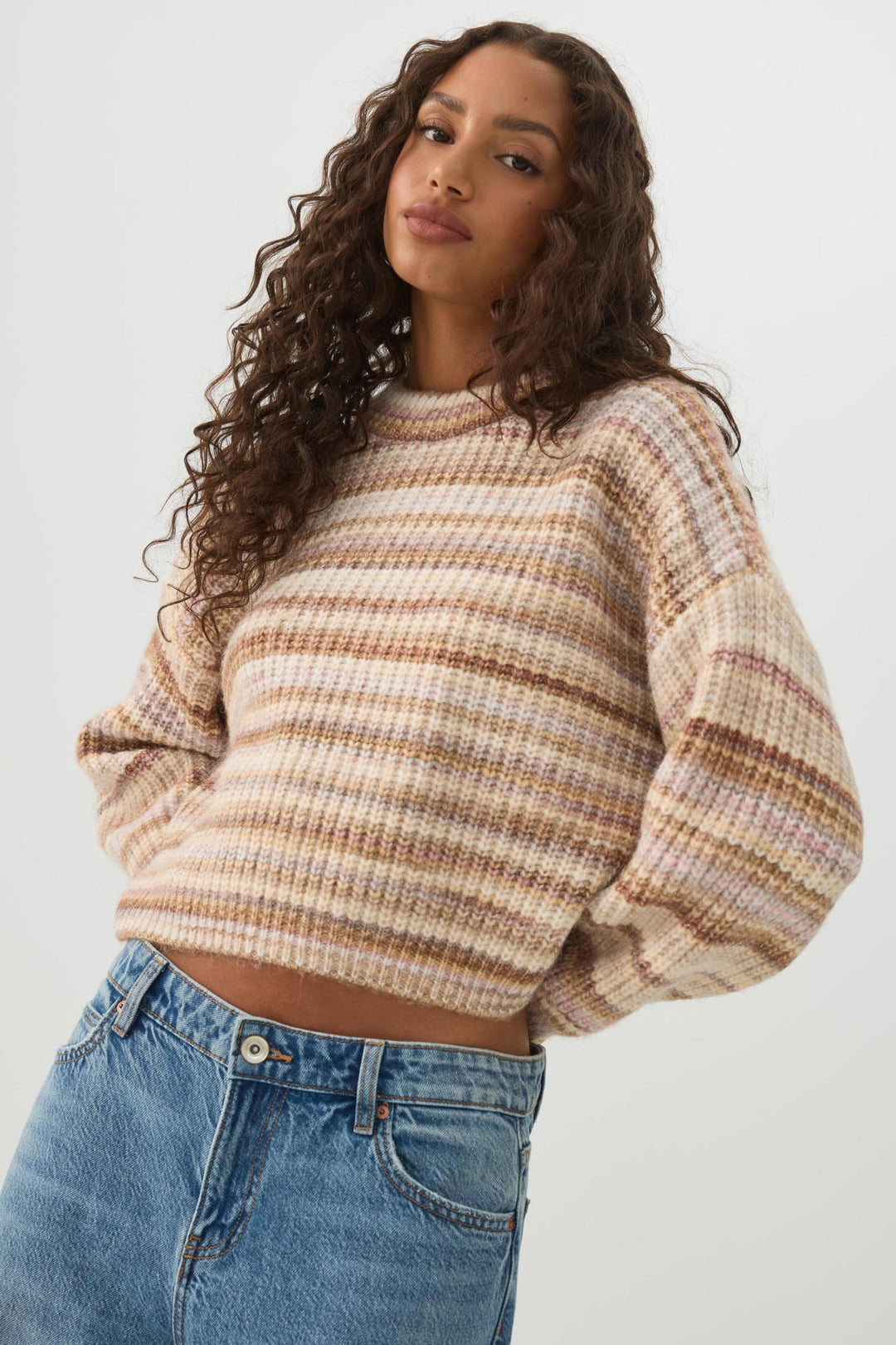 Cropped Striped Marl Sweater