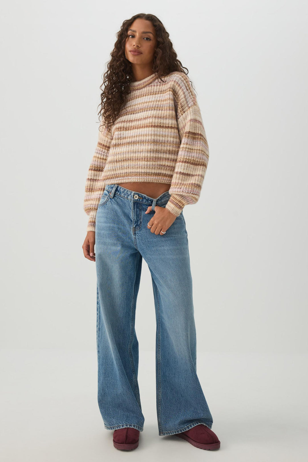 Cropped Striped Marl Sweater