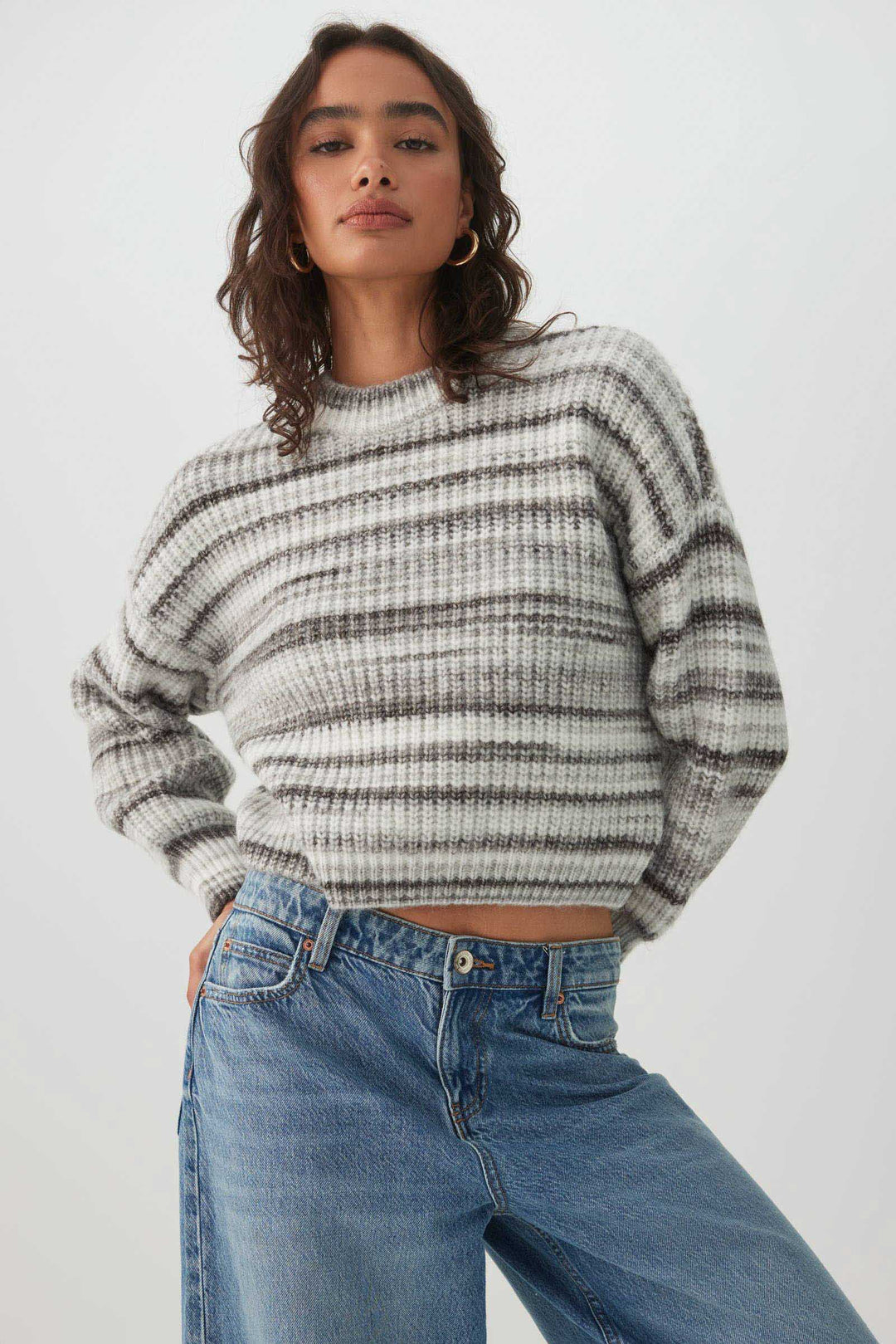 Cropped Striped Marl Sweater