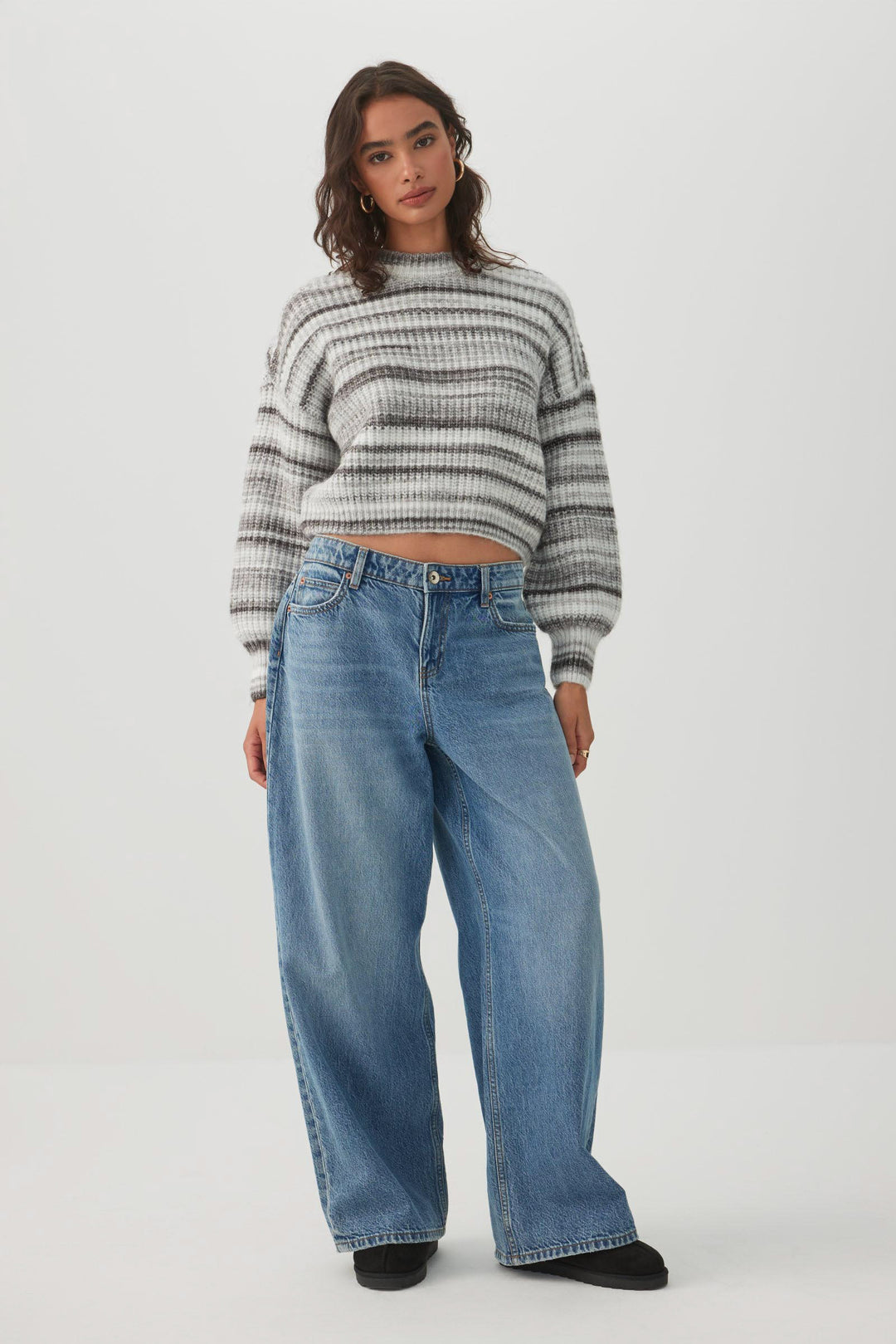 Cropped Striped Marl Sweater
