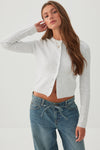 Cropped Fine Cable Knit Cardigan