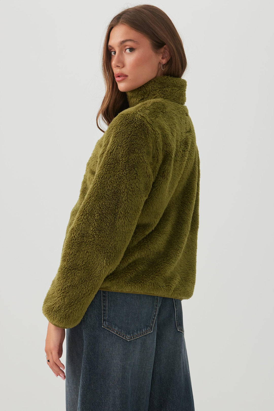 Veste à glissière en sherpa duveteux