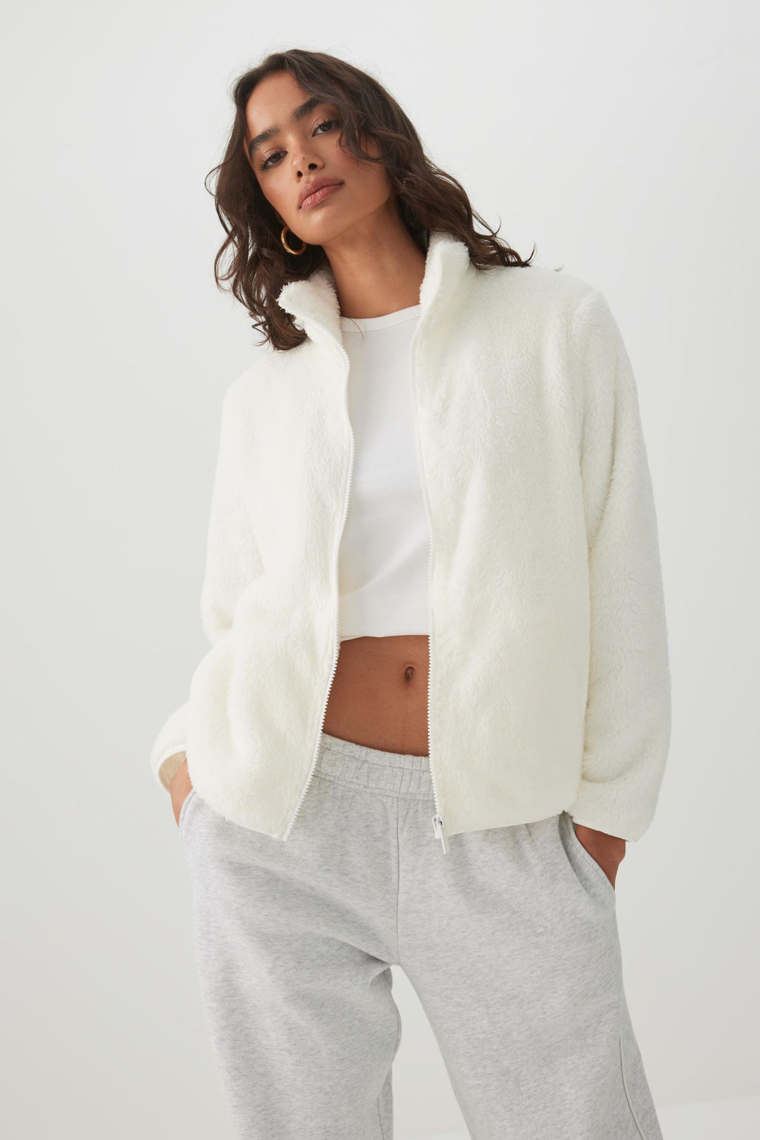Furry Sherpa Zip Up Jacket