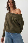 Cable Knit Off Shoulder Sweater
