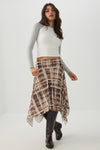 Slub Mesh Sharkbite Midi Skirt