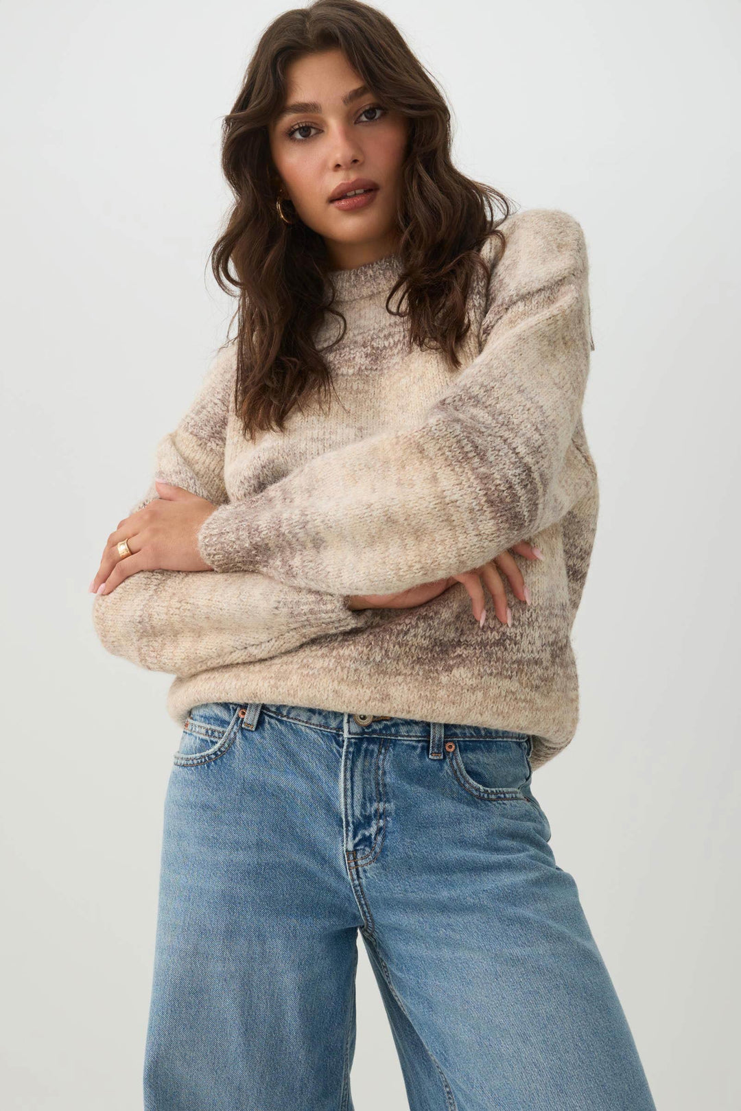 Oversized Marled Wool Blend Sweater