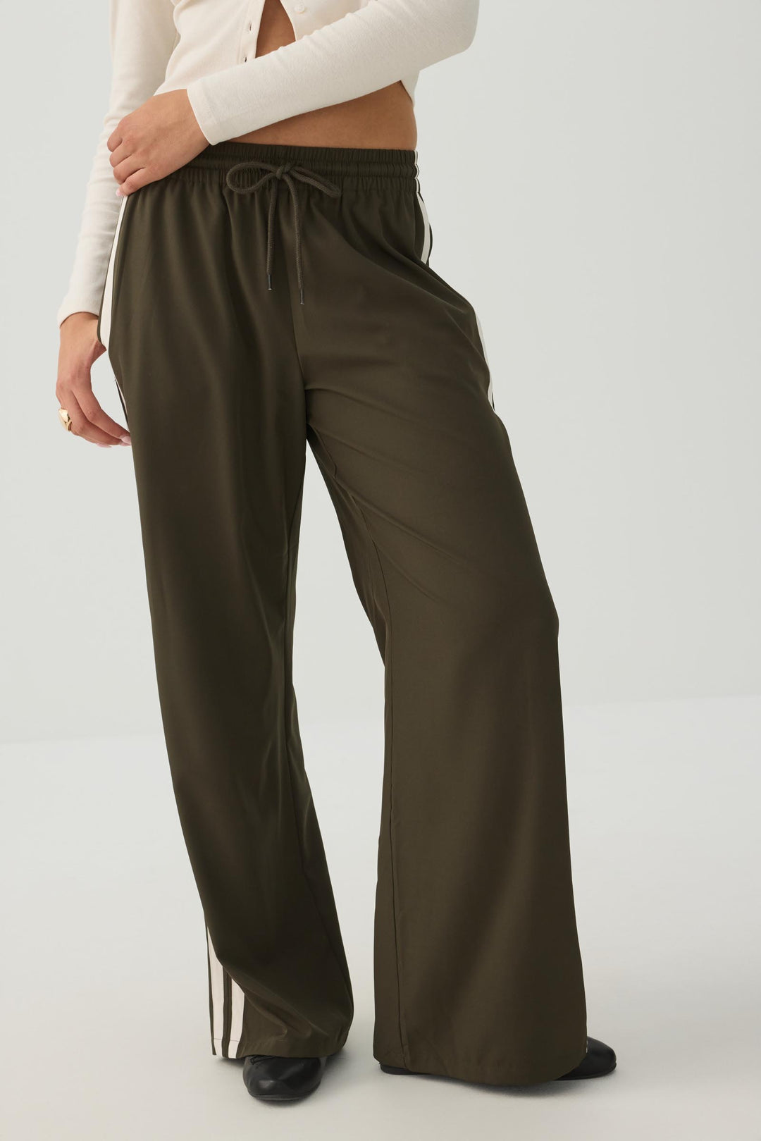 Wide Leg Side Stripe Track Pants
