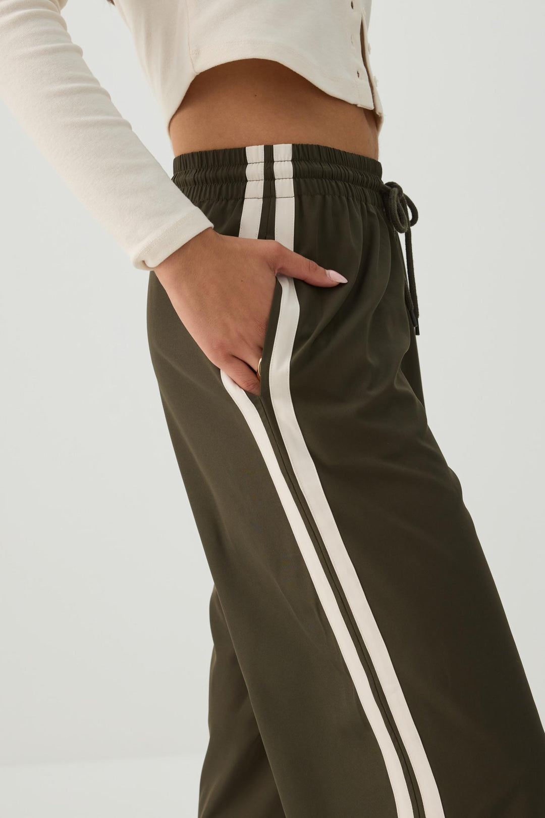 Wide Leg Side Stripe Track Pants