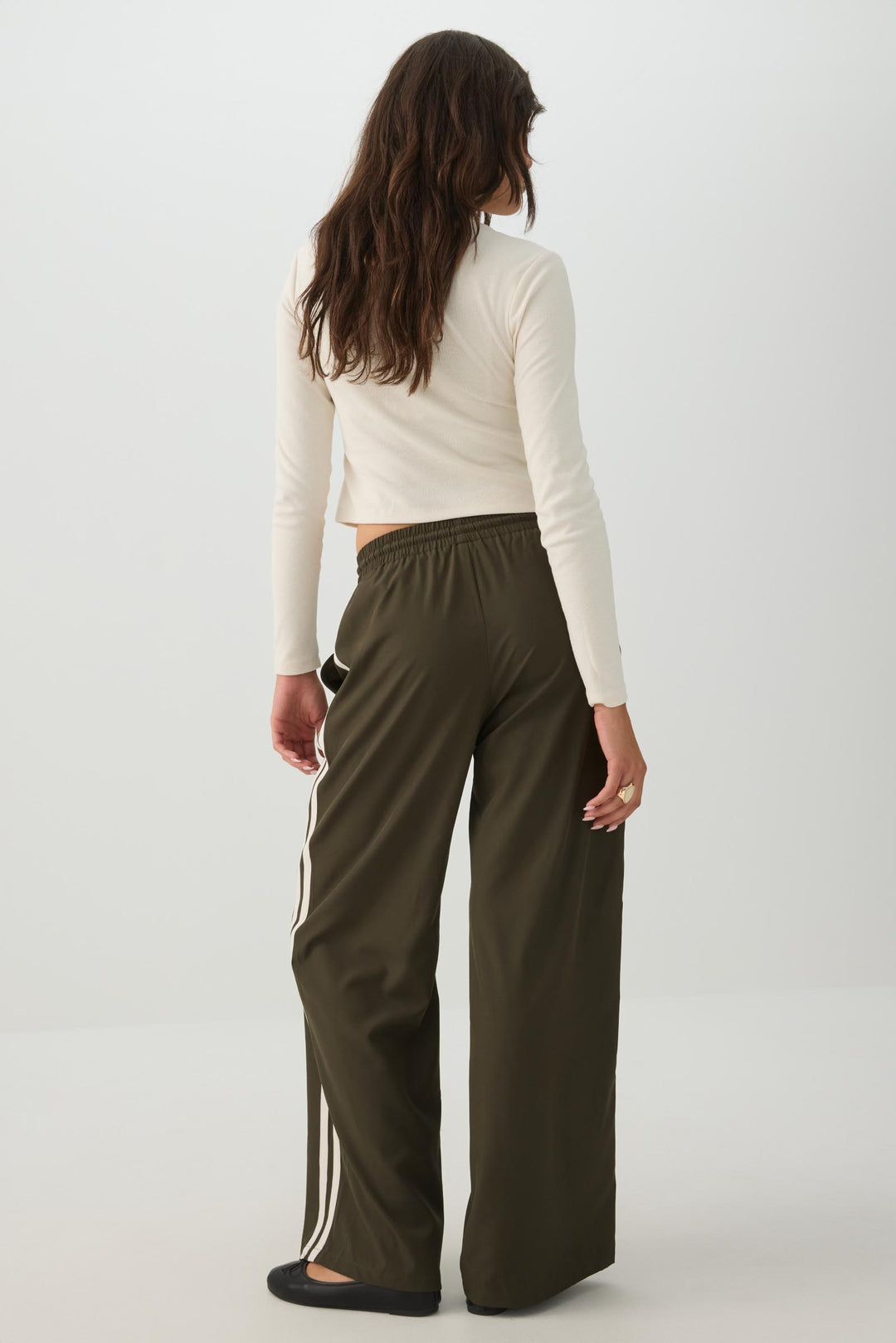 Wide Leg Side Stripe Track Pants