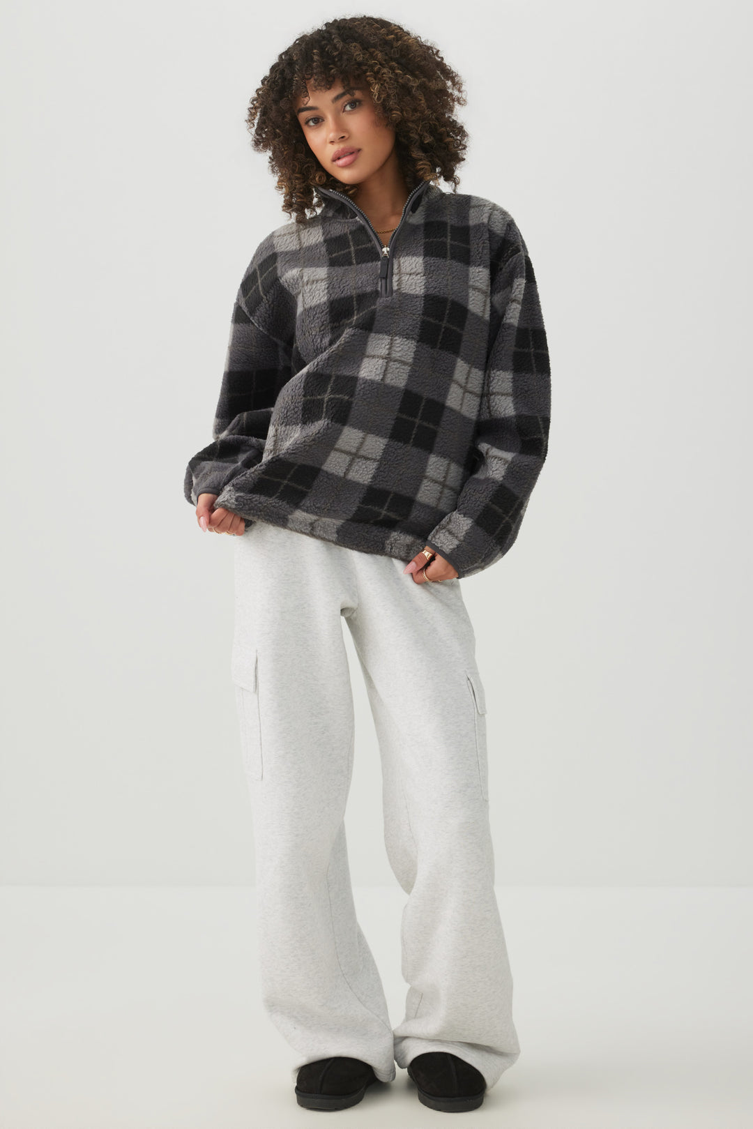 Long Sherpa Quarter Zip Sweatshirt