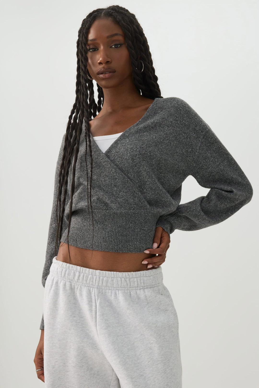 V Neck Wrap Sweater