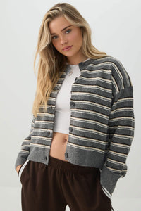 Striped Wool Blend Cardigan