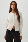 Long Cuff Button Front Cardigan