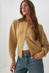 Long Cuff Button Front Cardigan