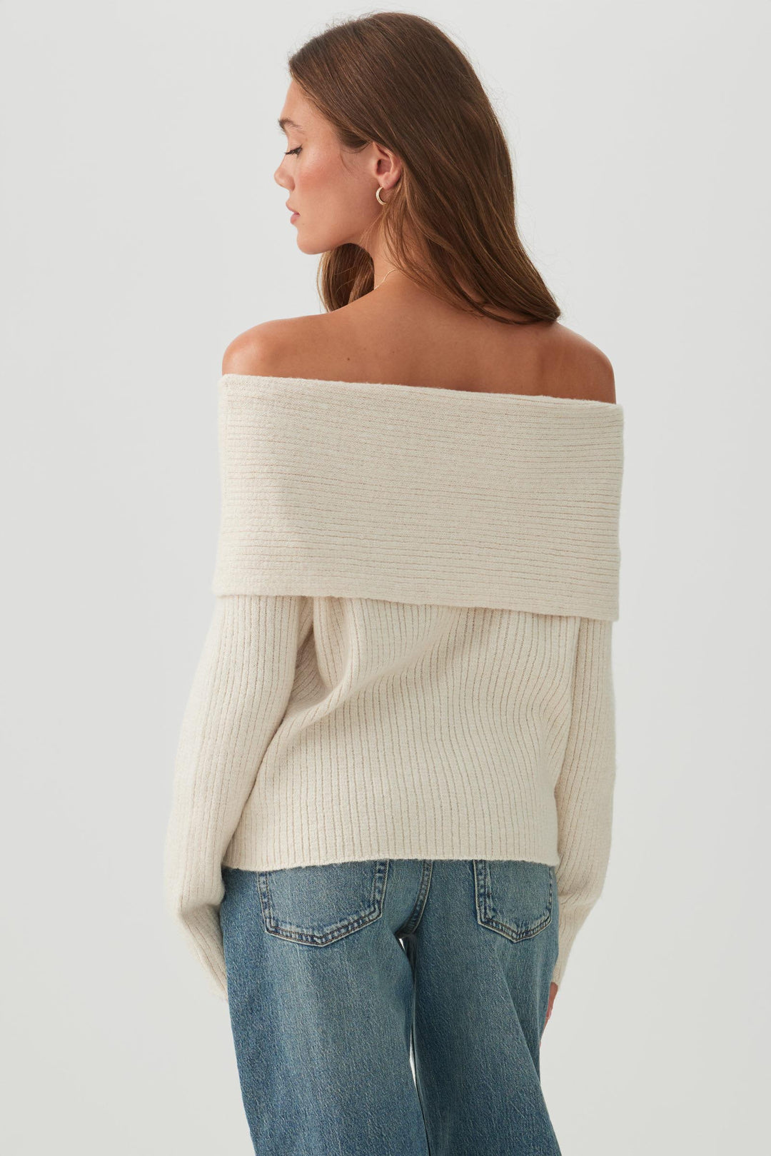 Oversized Ribbed Foldover Sweater