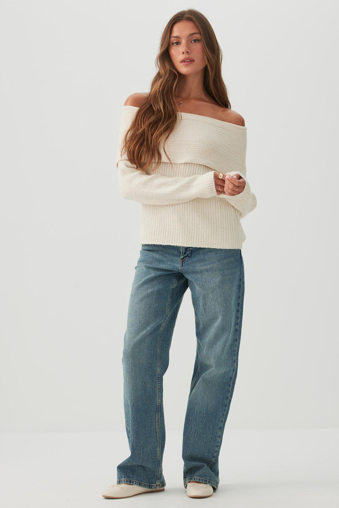 Oversized Ribbed Foldover Sweater