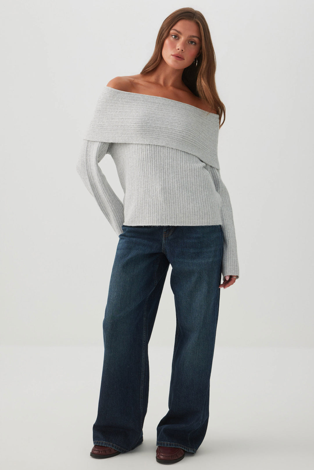 Oversized Ribbed Foldover Sweater