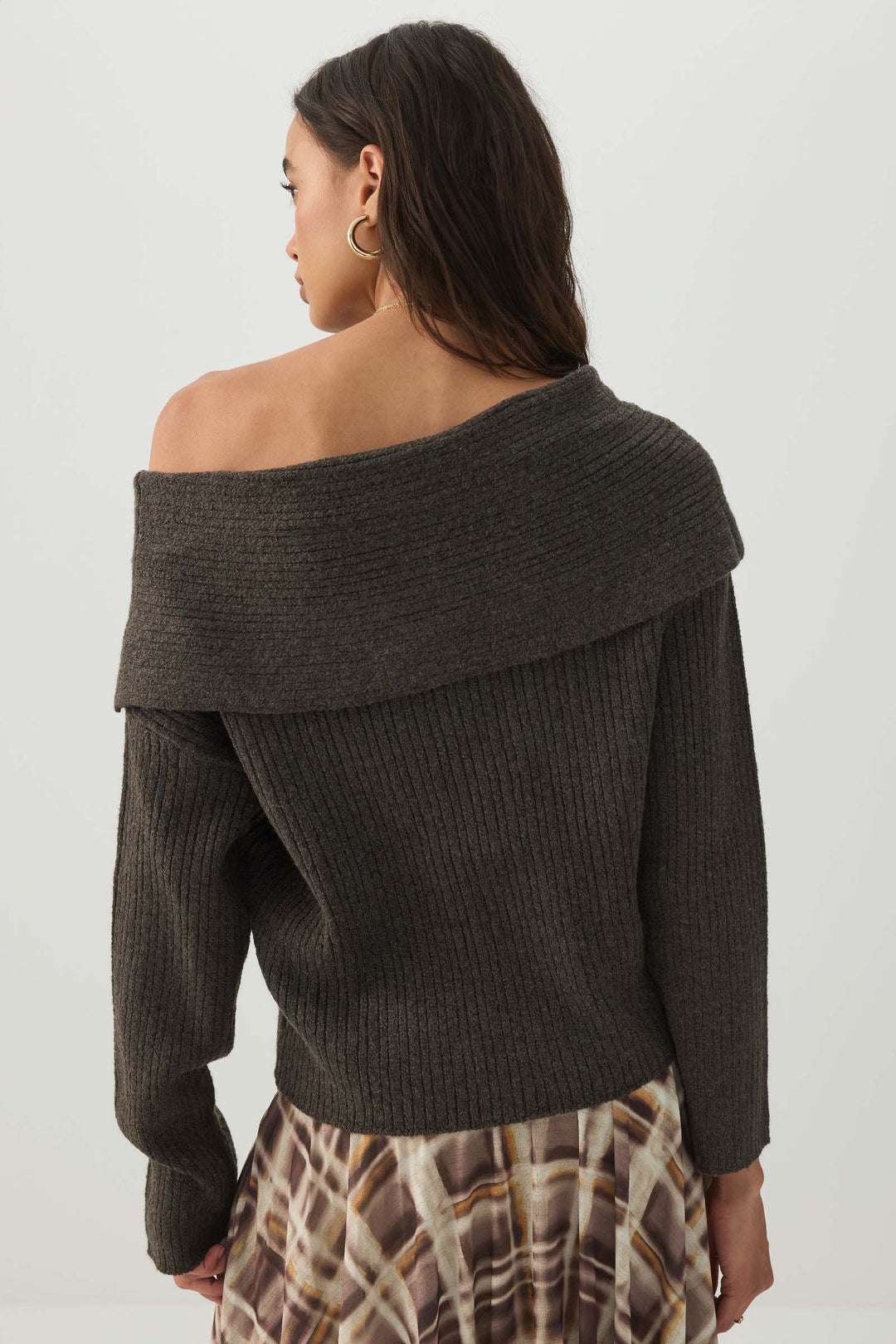 Oversized Ribbed Foldover Sweater