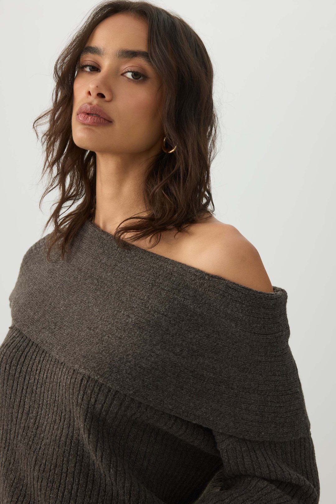 Oversized Ribbed Foldover Sweater