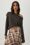 Oversized Ribbed Foldover Sweater