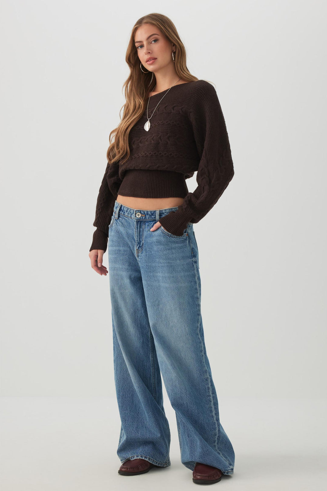 Asymmetrical Cable Knit Sweater