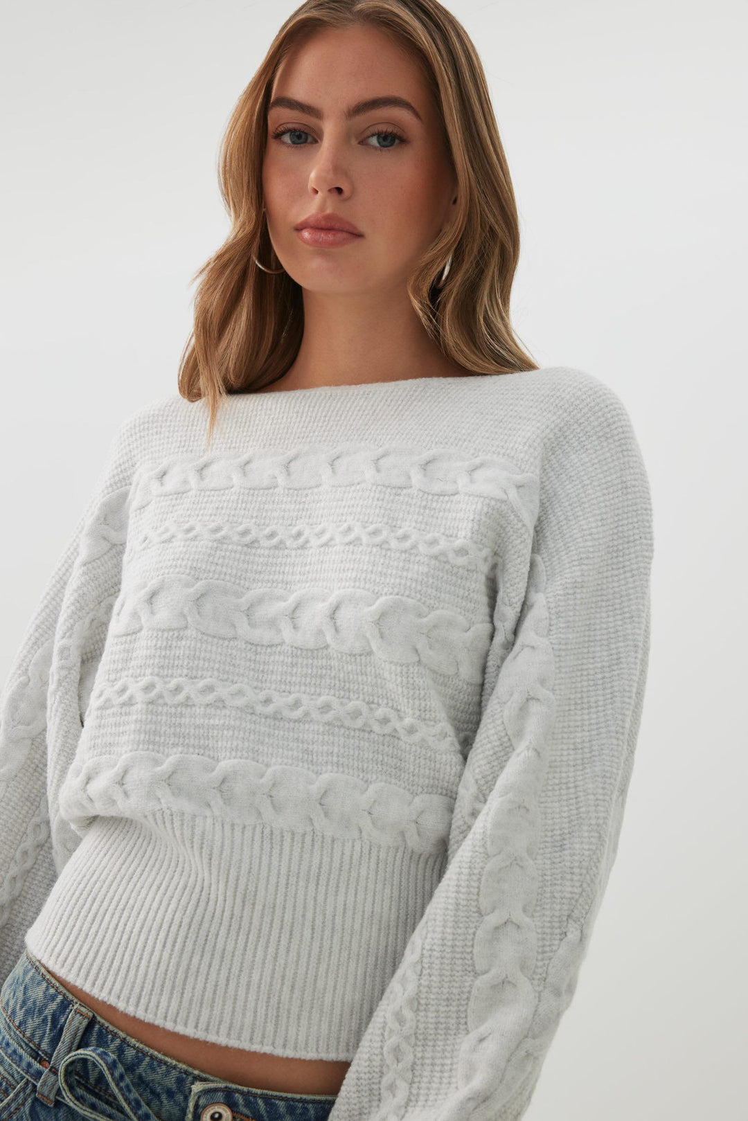 Asymmetrical Cable Knit Sweater