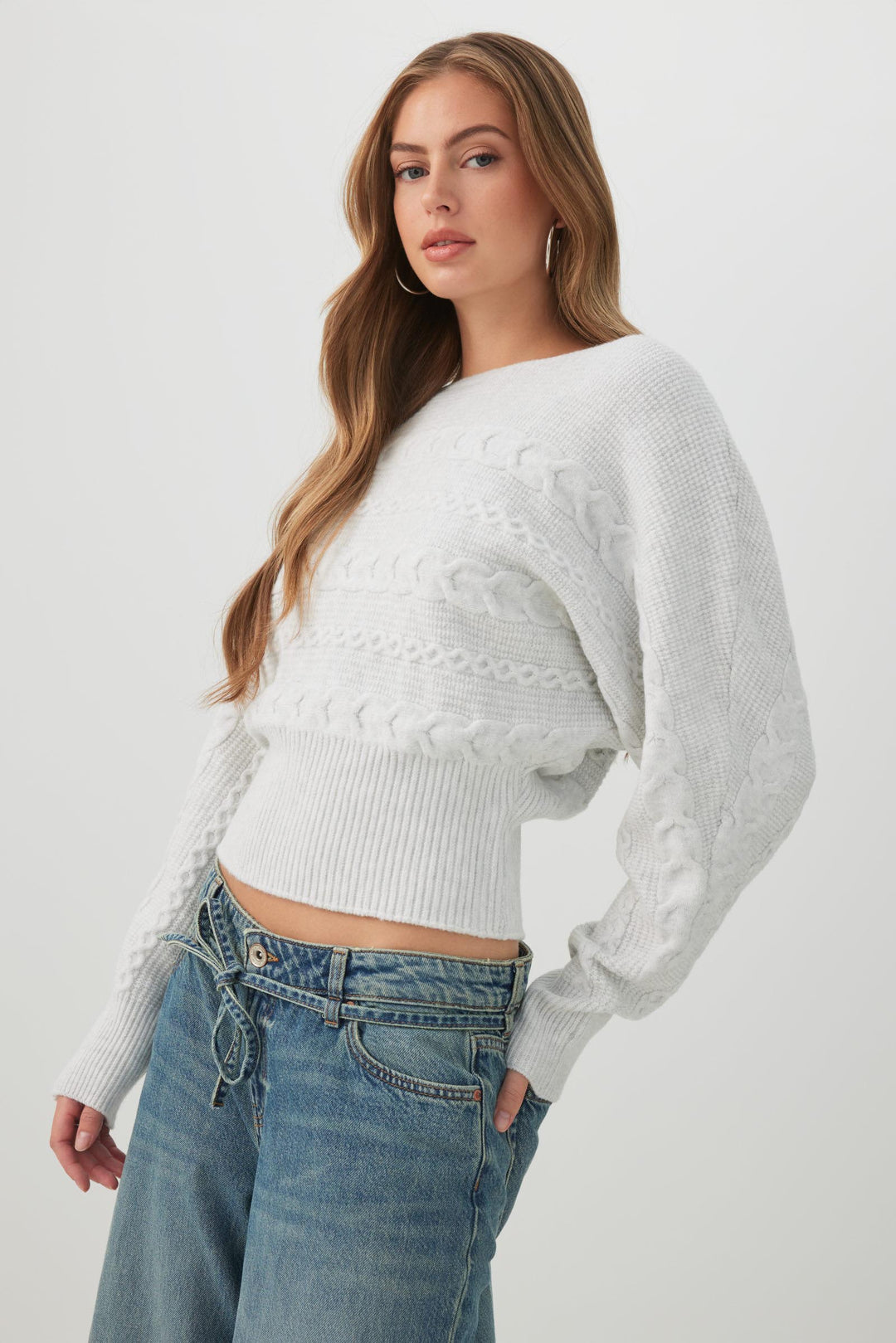 Asymmetrical Cable Knit Sweater