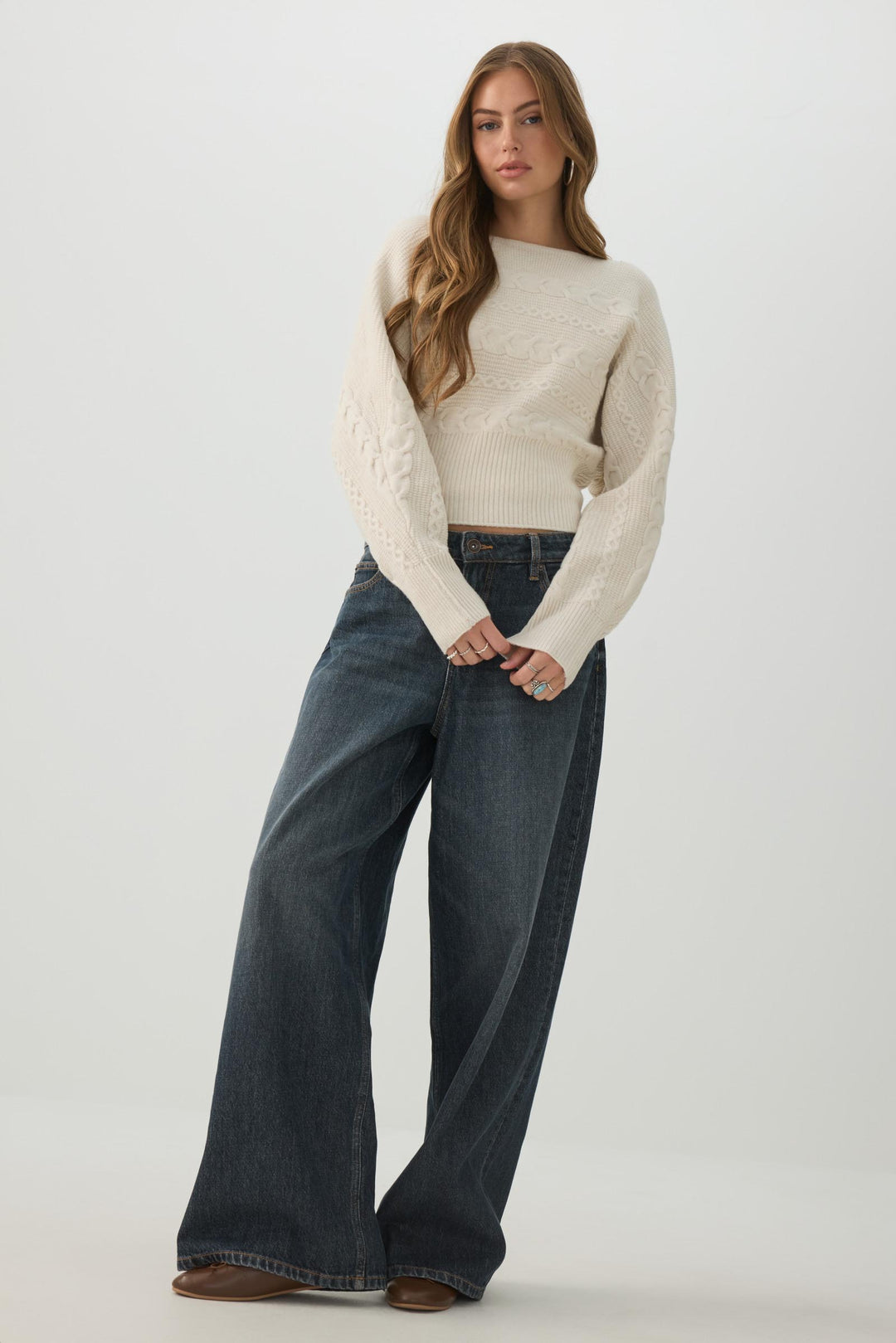 Asymmetrical Cable Knit Sweater