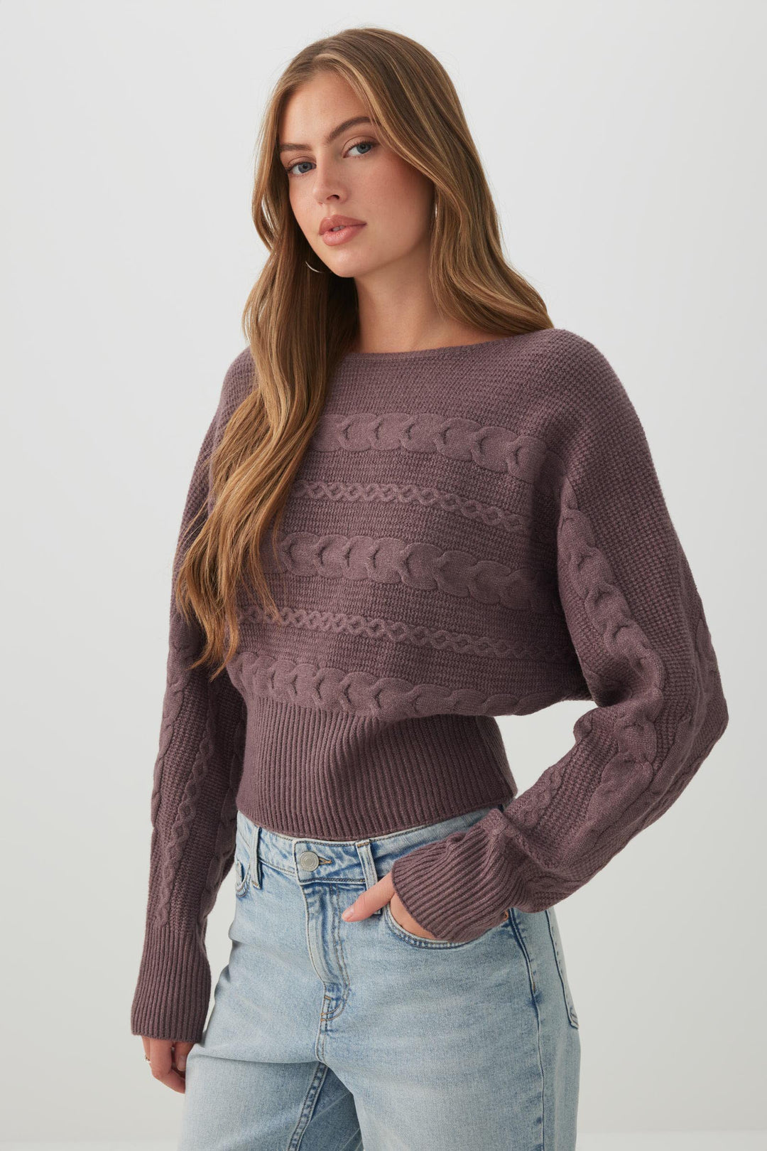 Asymmetrical Cable Knit Sweater