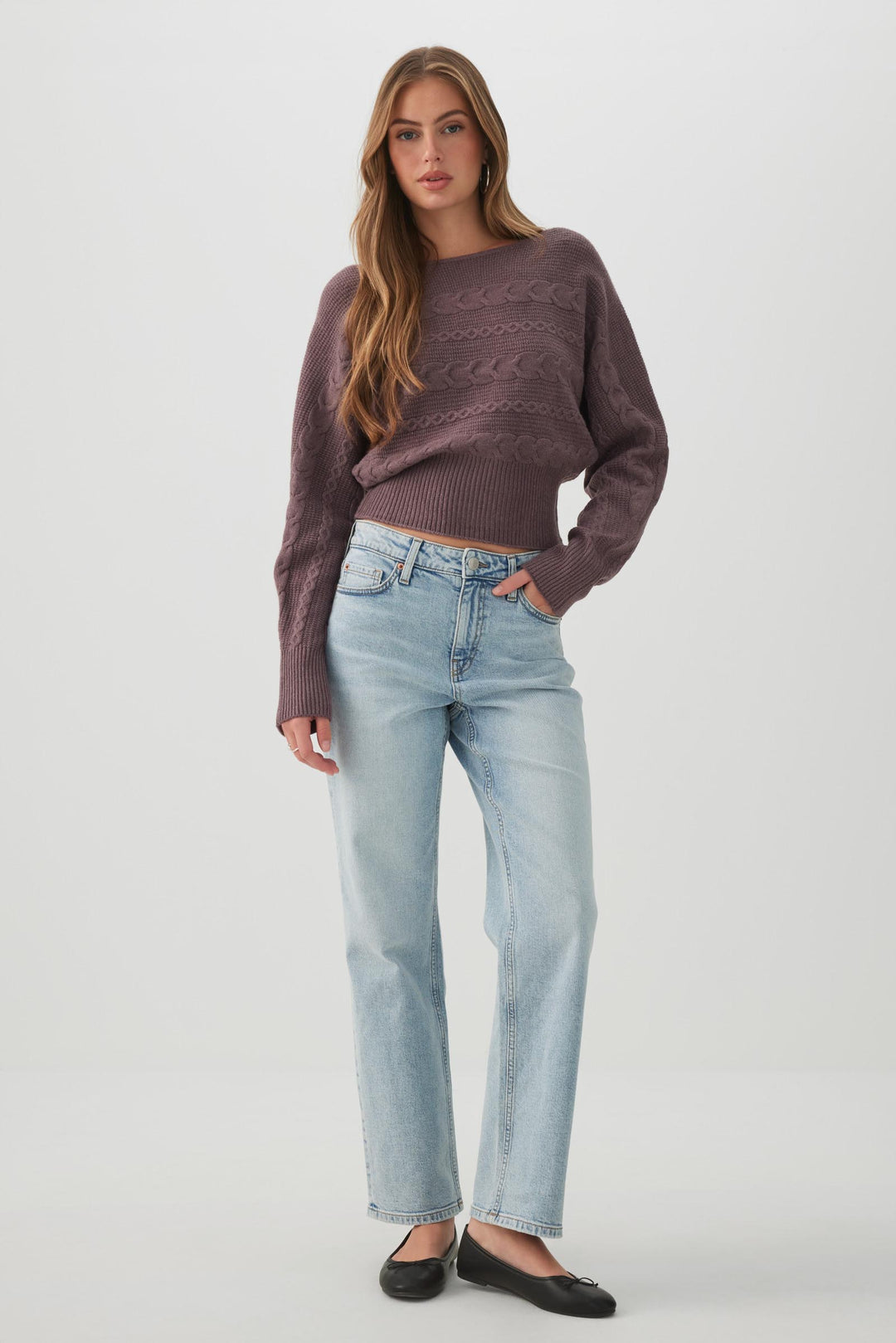 Asymmetrical Cable Knit Sweater