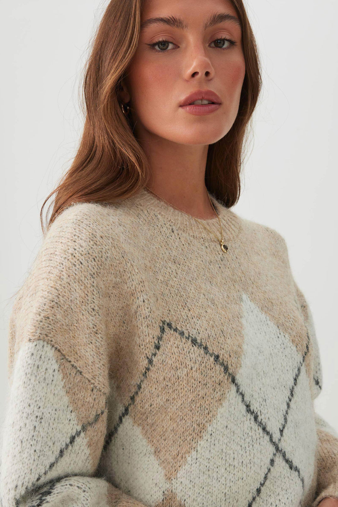 Oversized Fuzzy Geometric Sweater