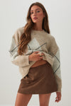 Oversized Fuzzy Geometric Sweater