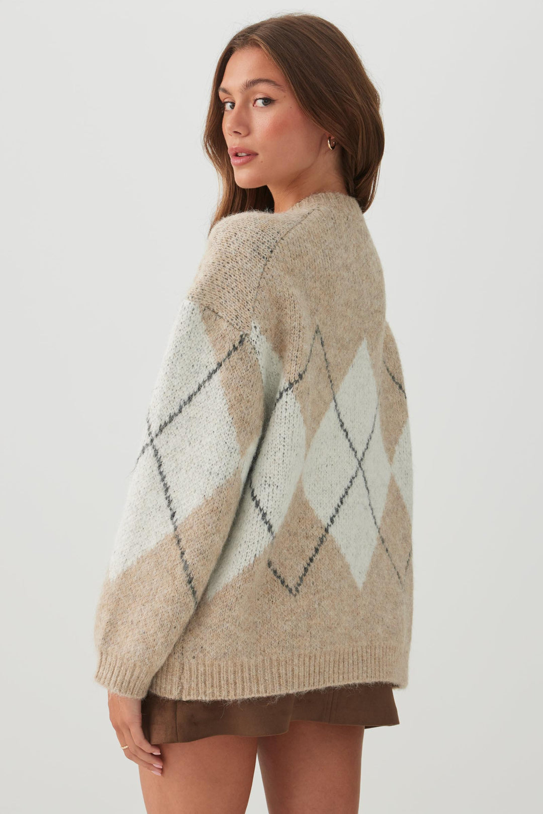 Oversized Fuzzy Geometric Sweater