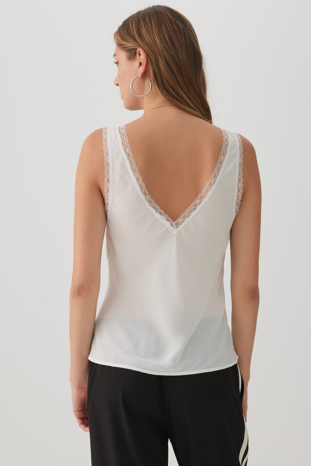 Camisole tissée à bordure en dentelle