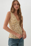 Camisole tissée fleurie à bordure en dentelle